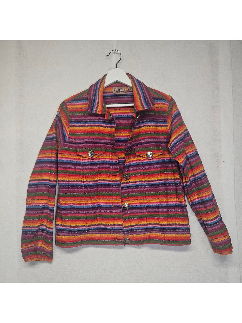 Vintage Don't Mess With Texas Colorful Striped Jacket Women's Large  Western